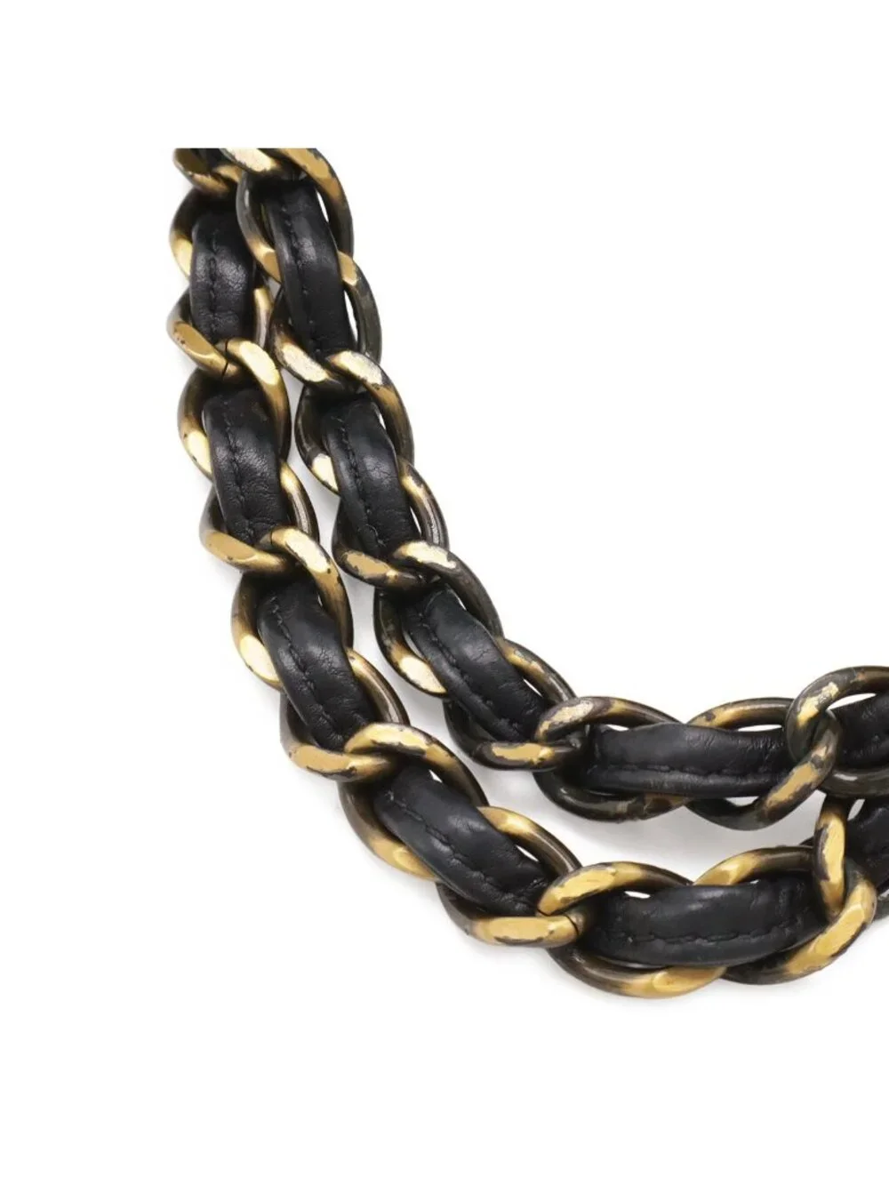 Chanel Chain Handle Tote Leather Black Gold Vintage